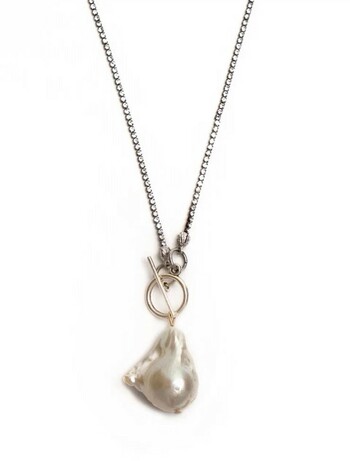 Cristal necklace with big baroque pearl